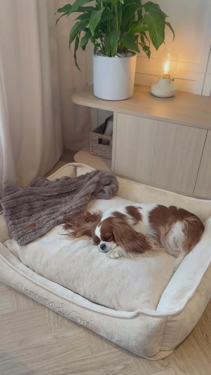 Corduroy bed Classic in cappuccino color