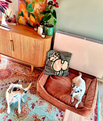 Sztruksowe legowisko Klasyk w kolorze CEGIEŁKA