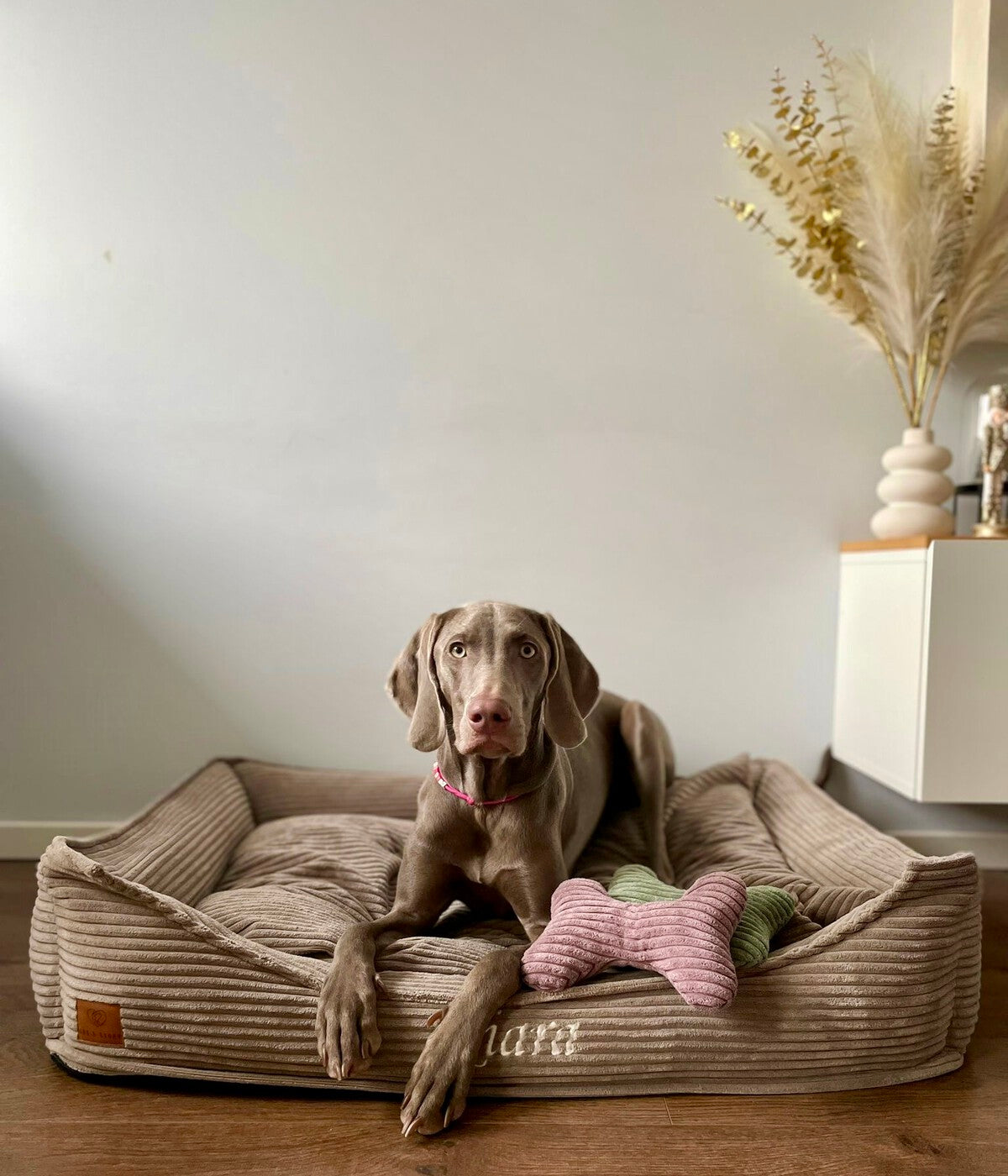 Corduroy bed Classic in cappuccino color