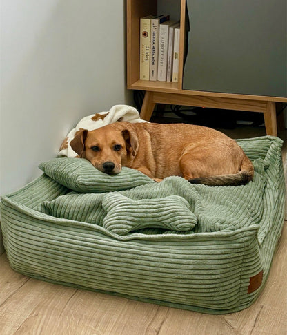 Corduroy bed Classic in cappuccino color