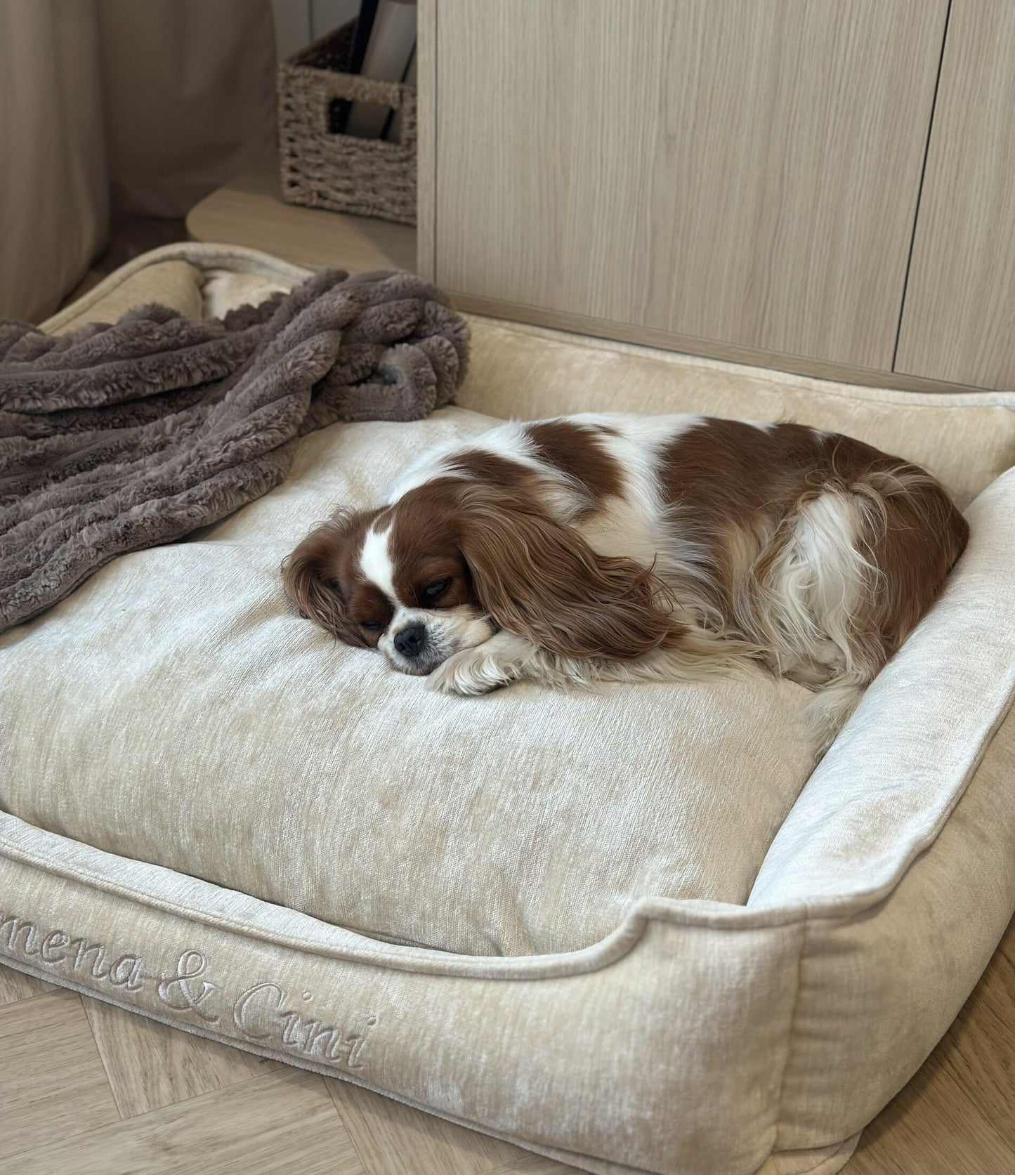 Corduroy bed Classic in cappuccino color