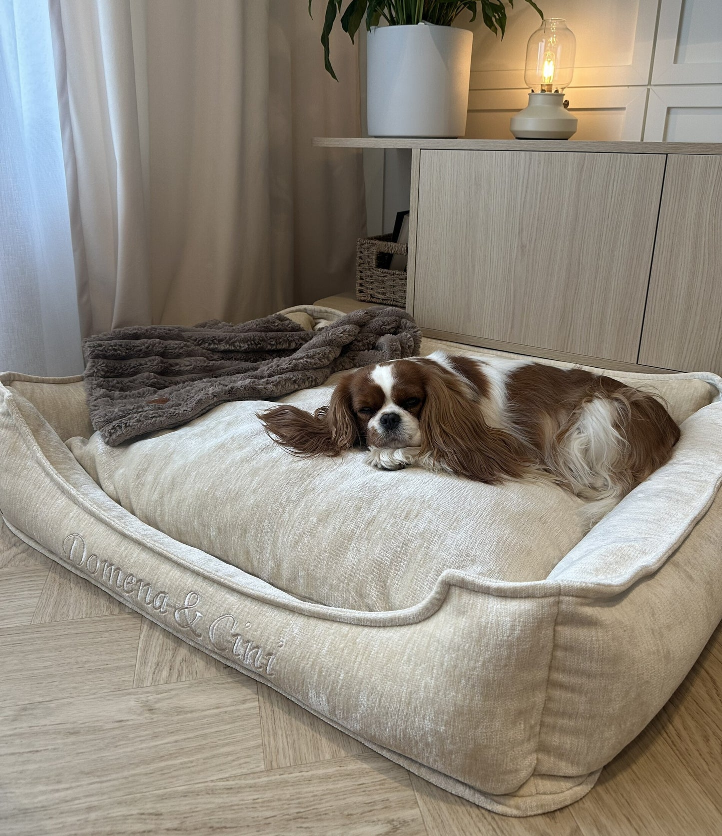 Corduroy bed Classic in cappuccino color