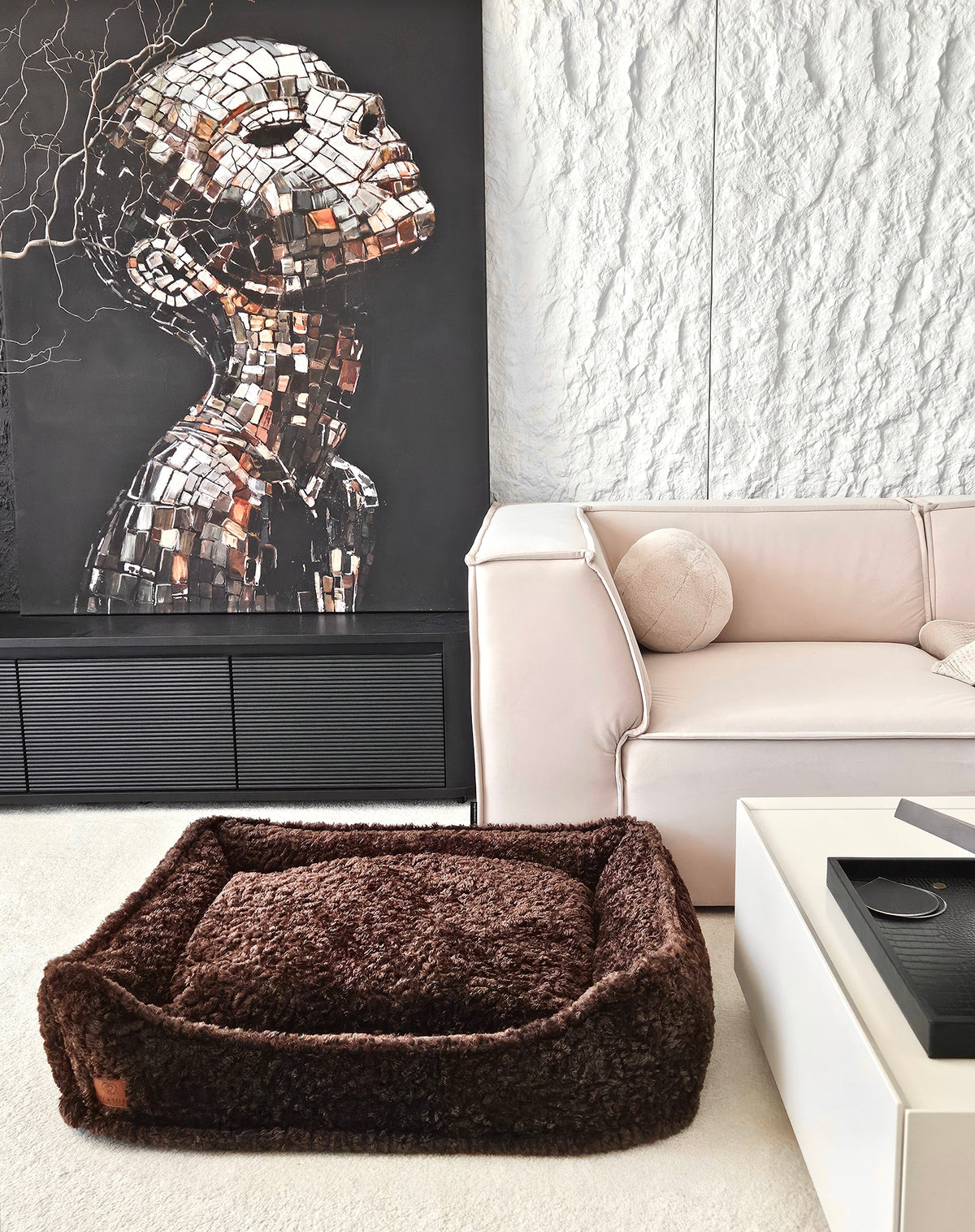 Corduroy bed Classic in cappuccino color