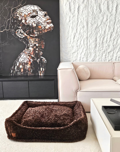 Corduroy bed Classic in cappuccino color