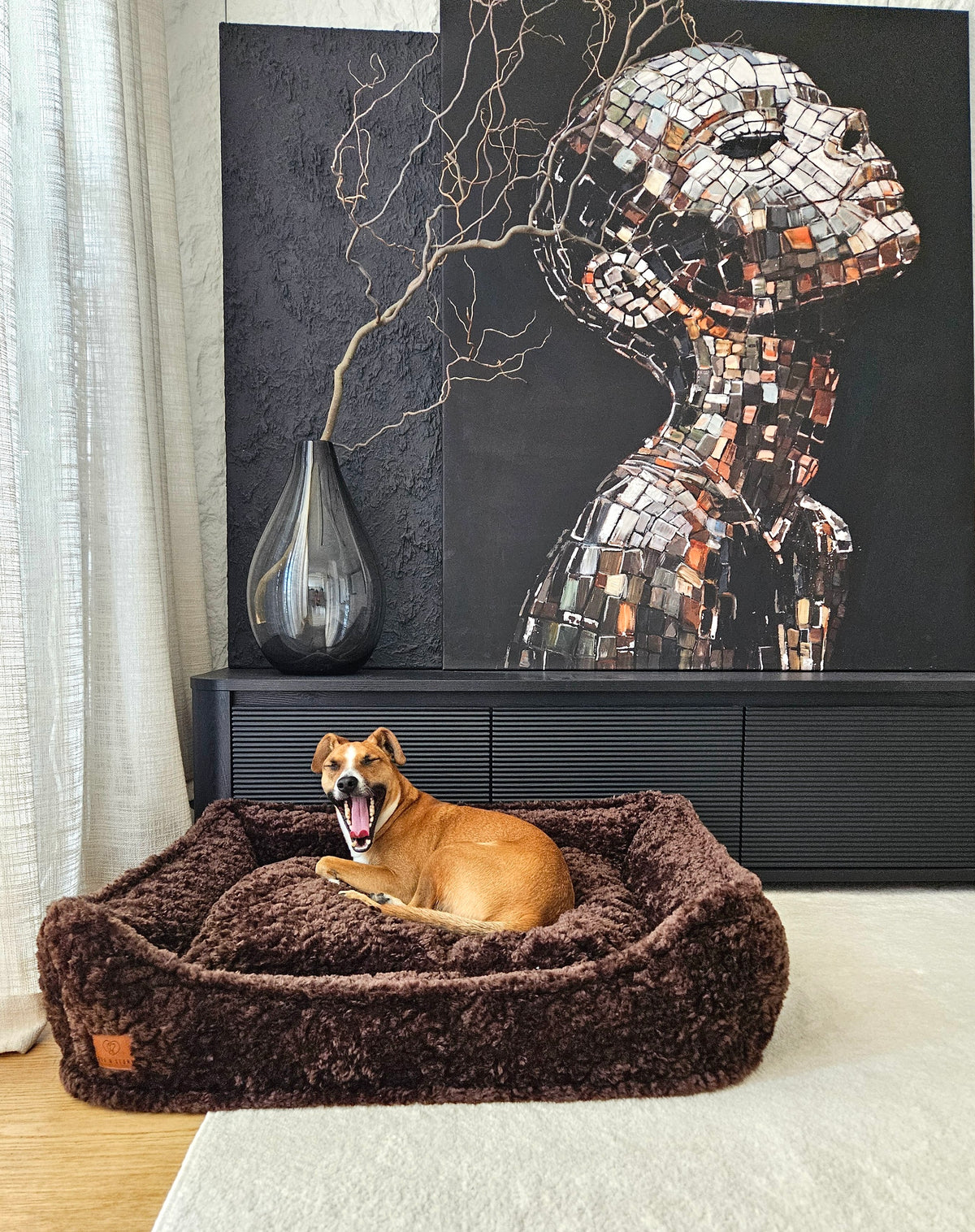Corduroy bed Classic in cappuccino color