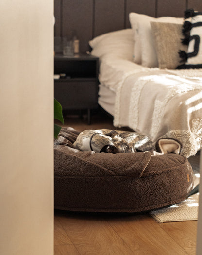 Corduroy bed Classic in cappuccino color